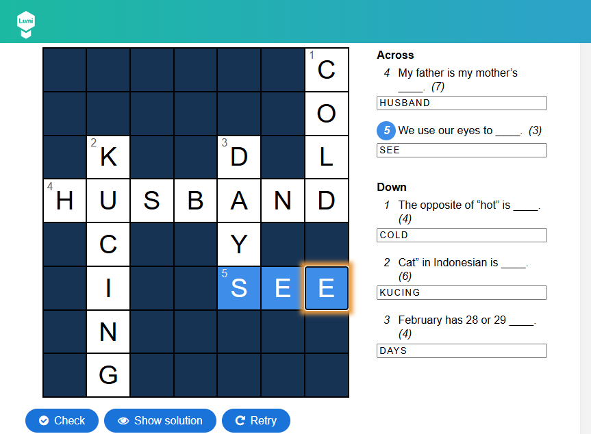 Produk teka-teki melalui platform Lumi yang dihasilkan guru