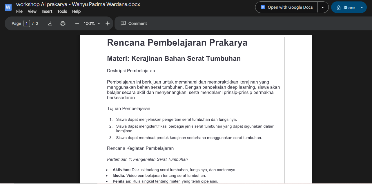 Produk RPP Guru Menggunakan Magic School AI